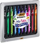 BIC Gel-ocity Quick Dry My Box of Colours Gel Pens Medium Point (0.7 mm)- Assorted Colours, Metal Gift Box of 10