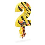 Number 2 Pull String Pinata, Construction Birthday Party Supplies (16.5 x 11.57 x 3 In)