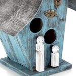 Alpine Corporation 30 cm Tall Outdoor Hanging Wood and Metal Birdhouse, Blue