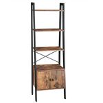 VASAGLE Shelf Ladder, Bookcase, Storage Shelf with Cupboard, 4 Tiers, Stable Steel Frame, Living Room, Bedroom, Office, 56 x 34 x 173 cm, Industrial Style, Rustic Brown LLS47BX