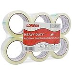 LORESO Packing Tape 6 Rolls - Heavy Duty Clear Tape for Packing, Shipping & Moving, 6 Tape Dispenser Refill Rolls - (2 Inch x 65 Yards)