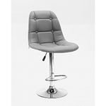 Finch Fox Revolving Swivel Contemporary Faux Leather Adjustable Height Hydraulic Bar Stools with Backrest in Light Grey Color