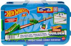 Hot Wheels Track Set with 1 Hot Wheels Car, Toxic-Themed Track Building Set with 10 Track Pieces to Create Jump Stunts, Comes in a Modular and Stackable Storage Box, HKX47