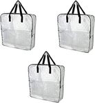 Pack of 3 - Extra Large Clear Storage Bag for Clothing Storage, Under the Bed Storage, Garage Storage, Recycling Bags