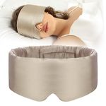 SECZIPE 100% Mulberry Silk Sleep Mask Eye Mask for Women Man with Adjustable Band, for Side Sleeper Blackout Sleep Mask for Travel Rest and Office Large Size (Taupe)