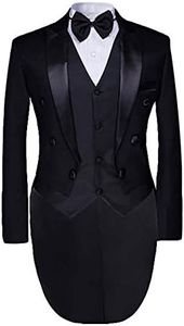 Men's luxury Casual Stylish Dress Suit Slim Fit Blazer Coats Jackets & Vest & Trousers,X-Large,Black