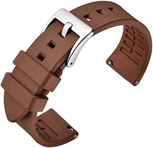 ANNEFIT Premium Silicone Watch Band, Quick Release Fluoro Rubber Strap 20mm with Silver Buckle (Brown)