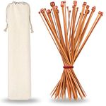 H&S Knitting Needles Set of 36 Pcs Bamboo Single Pointed with Case - Wooden Knitting Needles - Bamboo Knitting Needles Long - Full Set Knitting Needles - Bamboo Knitting Needles Set