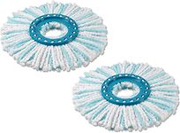 Leifheit Replacement Mop Head Clean Twist Disc Mop x 2 Pack, 2 Fibre System for Effective Cleaning and High Dirt and Water Absorption, Set of 2 heads, White