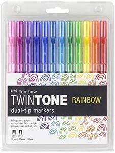 Tombow Twintone - Rotuladores de doble punta, 12 unidades, Colores del arcoíris