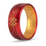 Enso Rings DC Comics Collection - Etched Silicone Ring - Comfortable, Breathable, and Safe - Wonder Woman - Size 6, 6, Silicone, No Gemstone