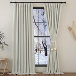 NICETOWN Room Darkening Sliding Door Curtains 108 inches Long, Rod Pocket/Back Tab/Hook Belt Faux Linen Room Dividers Noise Dampening Drapes for Living Room, Natural, W62 x L108, 2 Panels