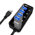 atolla USB 3.0 hub 4 Port 5Gbps Super Speed USB hub Splitter 3.0 Expansion + 1 Charging Port, with Independent On-Off Switch Bus Power (Cable Length 2 Feet, No AC Adapter)