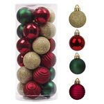 Valery Madelyn Christmas Tree Ornaments for Christmas Decorations, 24ct 1.57" Shatterproof Christmas Ball Ornaments Set, Decorative Hanging Ornament Bulk for Xmas Holiday Party Decor