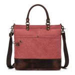Della Q Canvas Water-Resistant Tote for Knitting or Crocheting Projects, Leather, Canyon Rose, 34cm x 30cm x 18cm