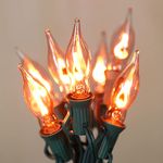 12.8Ft Halloween Flame String Lights, C18 Spooky Fake Flickering Flame String Lights with 10 + 2 Pack E12 Flame Light Bulbs for Christmas Halloween Decorations Home Tree Fireplace Indoor Outdoor