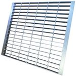 MOSINSBO Galvanized Steel Drain Grate and Frame, 28x28 Outdoor Drain Cover with Base, B125 Class Channel Grate, Durable Heavy Duty Sewer Grate, Sliver Square Drainage Grate for Concrete Floor