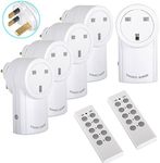 Sockets Switch with Wireless Remote Control for Light, Household Appliances Home Programmable Electrical Plug Outlet Switch 30m/100ft Operating Range 5 Pack