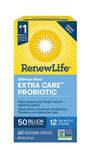 Renew Life® Probiotics Ultimate Flora® Extra Care ™ Probiotic, Helps relieve occasional constipation and flatulence, 50 Billion Active Cultures, 60 Vegetarian capsules