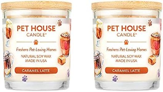 One Fur All Pet House Fall Candles, Long Lasting, Clean Burning, Soy Wax Scented Candles for Pet Odor, Caramel Latte, 2 Pack