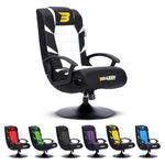 BraZen Pride Video Gaming Chair for Kids - Kids Gaming with Speakers Bluetooth Chair Gaming Small Gaming Chair for Kids and Small Gaming Chair Rocker Gaming Chairs British - Black White Gaming Chair