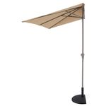 COBANA 9’ Half Round Patio Umbrella with Base Included, Perfect for Small Places Outside, Apartment, Balcony, Deck, Porch, Garden, Beige