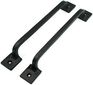 Black Cast Iron Pull Handles 9 inch (Squared Base, Set of 2) - Cabinet Door Handles, Gate Handle Pull, Barn Door Hardware, Grab Handles