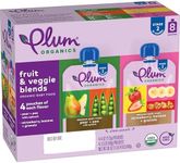 Plum Organics Stage 2 Organic Baby Food - Variety Pack - 4 oz Pouch (Pack of 8) - Fruit and Veggie Baby Food Pouch