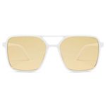 SOJOS Trendy Aviator Retro Square Sunglasses For Womens Mens UV400 Women Cute Sun Glasses SJ2327 White Yellow Lens