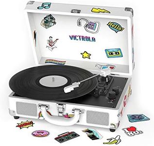 Victrola VSC-400BT-CNV-SDF Bluetooth Suitcase Turntable Canvas - Stickers (White)