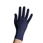 QiEco Soft Organic Bamboo Cotton Gloves, Thin, Thermal, Lightweight, Warm, Touchscreen, Liners, Antibacterial, Breathable, Hypoallergenic, Eczema, Anti-Allergy, Cycling, Running (Navy, Small)