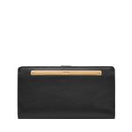 Fossil Women's Liza Leather Slim Bifold Wallet for Women, Black W/Gold, One Size