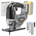 Cordless Jig Saw for Dewalt 20V/18V Battery, Brushless Jigsaw Tool with Variable Speed, LED Light, 0°-45° Bevel Cuts, 3-Position Orbital Action for Straight/Curve/Circle Cutting (Battery Not Include)