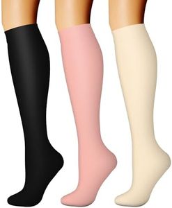 CHARMKING Compression Socks for Women & Men Circulation (3 Pairs) 15-20 mmHg is Best Athletic for Running, Flight Travel, Support, Cycling, Pregnant - Boost Performance, Durability (S/M, Multi 64)