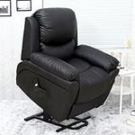 More4Homes MADISON ELECTRIC RISE RECLINER BONDED LEATHER ARMCHAIR SOFA HOME LOUNGE CHAIR (Black)