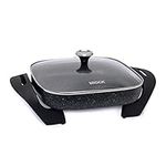 Starfrit The Rock Electric Skillet - 12" x 12" - Rock.Tec Non-Stick Cooking Surface - Tempered Glass Lid - 1200W