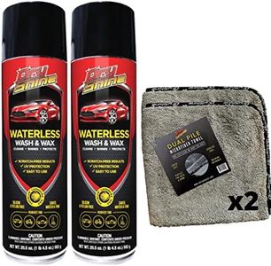 Dry Shine Waterless Car Wash and Wax Kit 2 Pack + 2 Dual Pile Microfiber Towels/Car Detailing Kit/Rinseless Car Wash/Car Cleaning Supplies/Car Polish/Spray Wax For Cars/Water Spot Remover For Cars