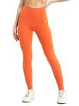 PaletteFit High Waisted Workout Leggings for Women, Buttery Soft Yoga Pants, 7/8 Length Leggings with Hidden Pocket (Pumpkin Orange, XL)