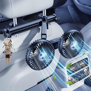 DICMKY Long Arm Dual Head Car Cooling Fans for Back Seat for Kids, Usb 5V/ 12V /24V Car Backseat Headrest Fan for Baby Rear Facing, Car Seat Cooler That Blow Cold Air for Vehicles Sedan Suv Without Ac