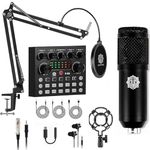 DIGIMORE Condenser Mic for Singing with V8 Sound Card | Condenser Microphone Kit | Voice Changer | Studio Recording Equipments Full Set, Voice Recorder Mic, Karaoke, Gaming, Podcast & Lecture (D-430)