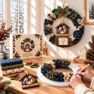 LISINUO 3D Christmas Wreath Fabric Poke Art Kits for Adults
