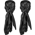 SATINIOR 35 Inch Silk Head Scarf 2 Pcs Large Square Neck Scarf Sleeping Hair Wrapping Satin Scarf for Women (Black)