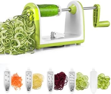 Spiraliseur de Légumes 5 en 1 Spaghettis de Légumes Manuelle Multifonctionnell avec Récipient de Collecte sans BPA Coupe Légumes Spirale Trancheuse a Legume pour Tagliatelles de Courgette Carotte
