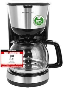Emerio CME-122933, Filter Kaffeemaschine, 1.25l für bis zu 10 Tassen frischen Kaffee, herausnehmbarer Permanent-Filter, Anti-Tropf-Funktion, Kaffeekanne aus Glas, Auto-Off, 1000 Watt, schwarz/silber