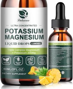 Potassium Magnesium Supplement Liquid w/ 1100 mg Triple Complex Magnesium Glycinate 500mg & Potassium 200mg Plus Omega 3, Sea Moss, Black Seed, D3K2 & Calcium for Zzz, Leg Cramps & Muscle-2 FL OZ Drop