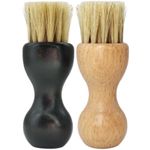 2 Pieces Shoe Polish Applicator Brushes Shoe Brush Wooden Handle Strong Bristles Pig Hair Brush for Shoes Care