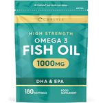 Omega 3 Fish Oil Capsules 1000mg | 180 Count | Omega 3 Fish Oil Supplement with 120mg of DHA and 180mg of EPA | No Artificial Preservatives | by Carlyle