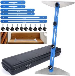 Stair Tread Template Tool, Stair Tread Jig - Stair Angle Length Measuring Layout Tool Cutting Guide Tool for Stair Treads, Risers, Drywall and Partitions, Alloy Steel, Laser Ruler, 11-60 inch, Blue