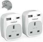 UK to India Plug Adapter 2 Pack, TE