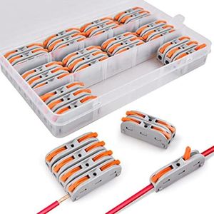 33 Pièces Connecteurs éLectriques Rapide Avec Levier,Domino Electrique,Bornes De Connexion Automatique,Connecteur Electrique Etanche,1-Fil 2-Entrées et Peut être Librement Combiné Bornier Electrique